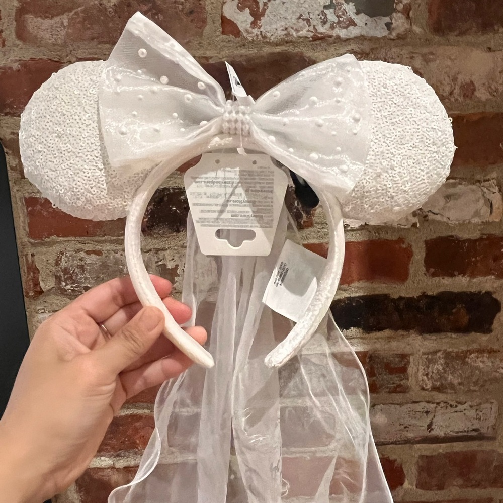 DISNEY Wedding Collection: White Sequin Ears Headband with Vail